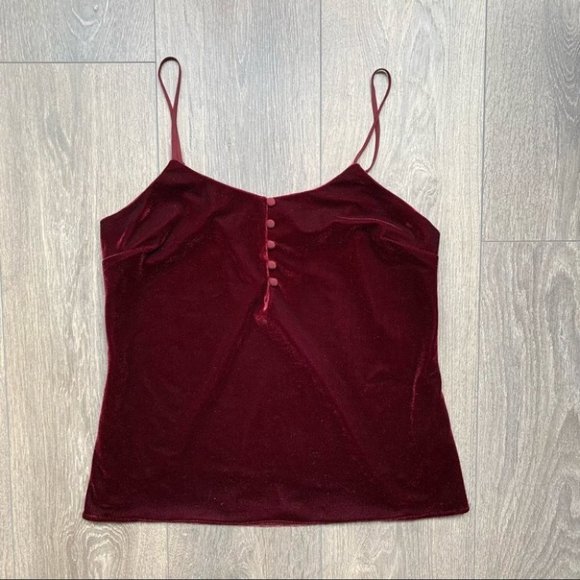 Revolve L'Academie Velvet Cami Blouse Top Button Front Red Size  Small - Picture 6 of 12
